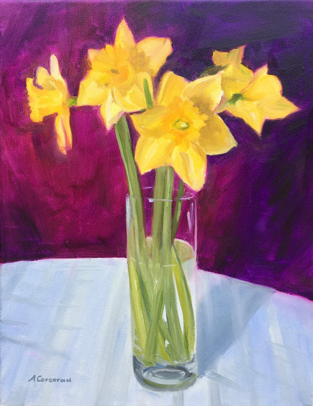 “Fresh Daffodils”, oil painting by Arline Corcoran, Danbury, CT