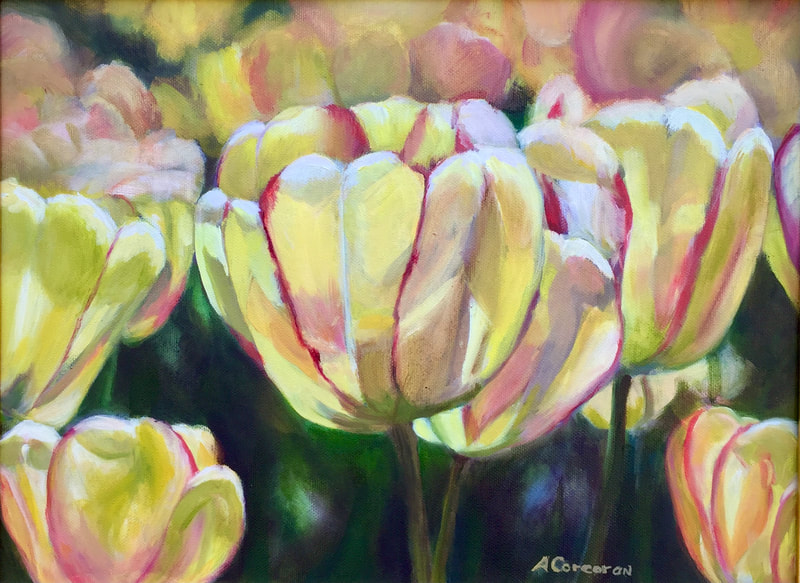“Yellow Tulips”, oil painting by Arline Corcoran, Danbury, CT.