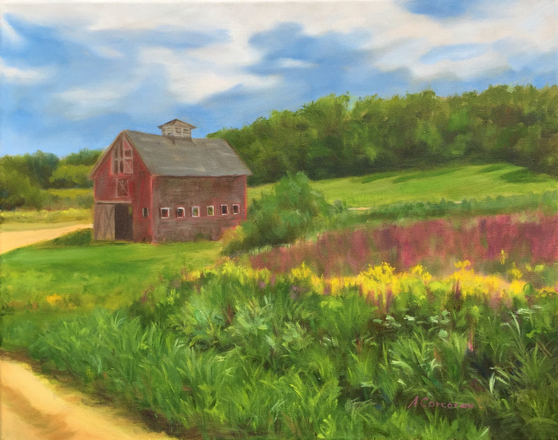 “Rural America”,  Oil painting of Amenia, NY/Sharon, CT area scene by Arline Corcoran,  Danbury, CT.