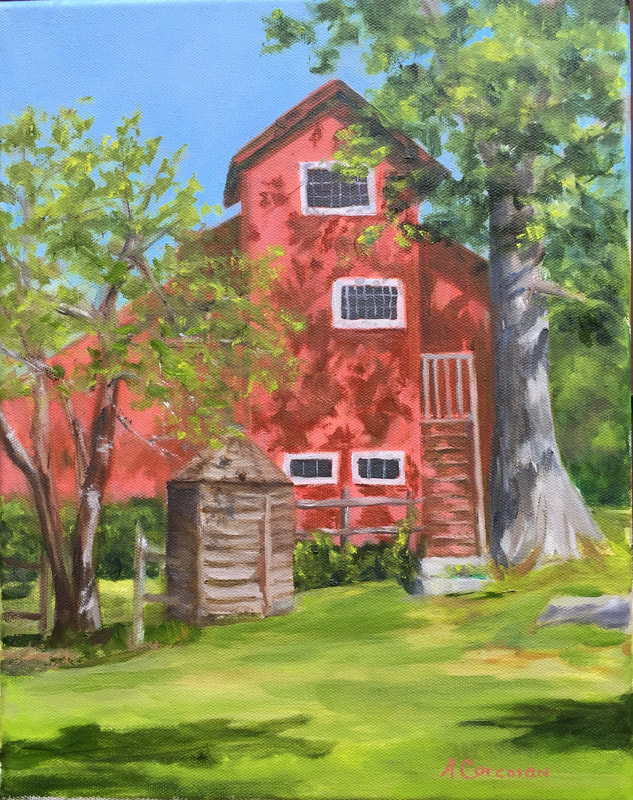 “The Artist’s Studio”, Oil painting of Weir Farm, National Park by Arline Corcoran, Danbury, CT.