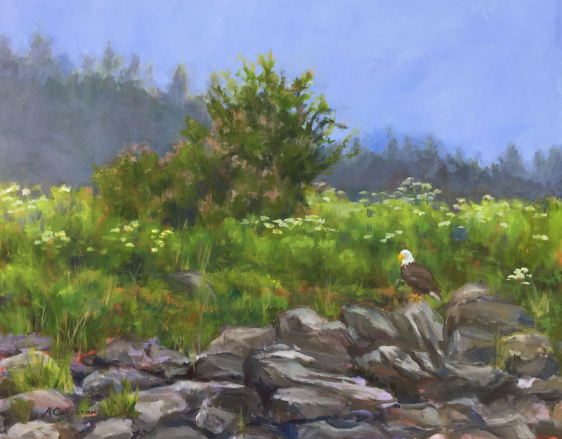 Where Eagles Fly, (Alaska scene), Oil painting by Arline Corcoran, Danbury, CT 