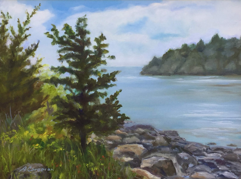 "Pine", Jamestown, RI scene, Oil painting by Arline Corcoran