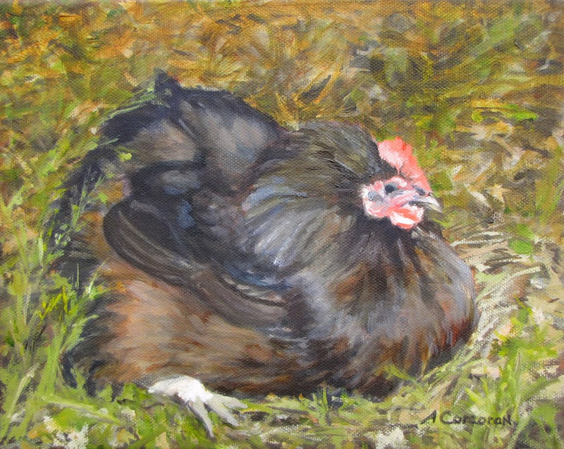 Mother Hen, New Pond Farm Oil Painting by Arline Corcoran, Danbury, CT