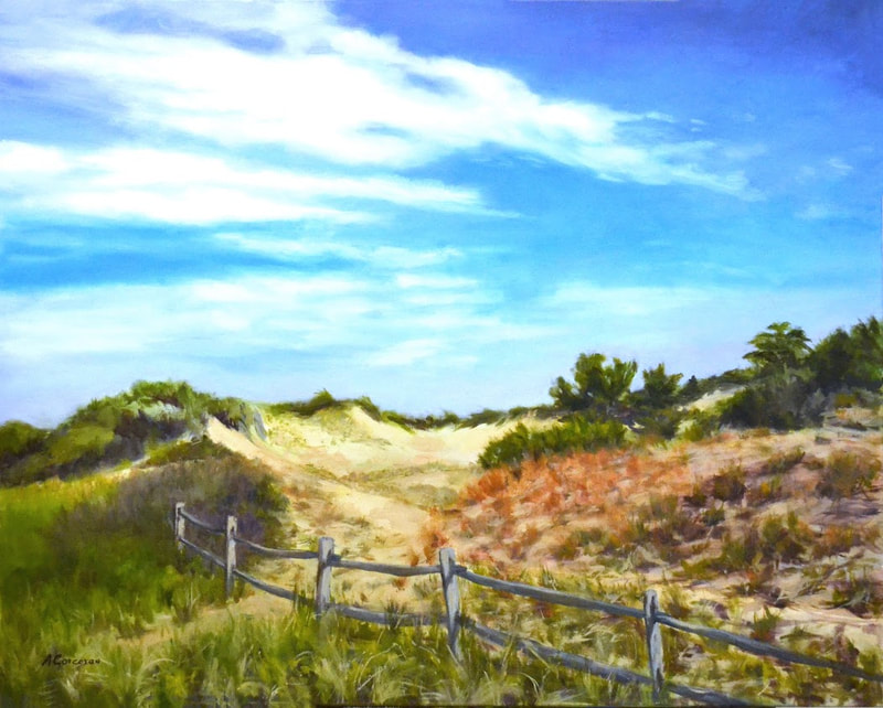 "Paradise", oil, Cape Cod, Provincetown, MA scene by Arline Corcoran, Danbury, CT